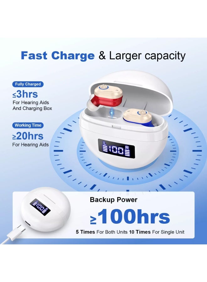 أجهزة السمع، أجهزة السمع المغناطيسية غير المرئية، حافظة شحن تلامسية مع شاشة عرض طاقة LED (أبيض، أحمر، أزرق) - Image 2